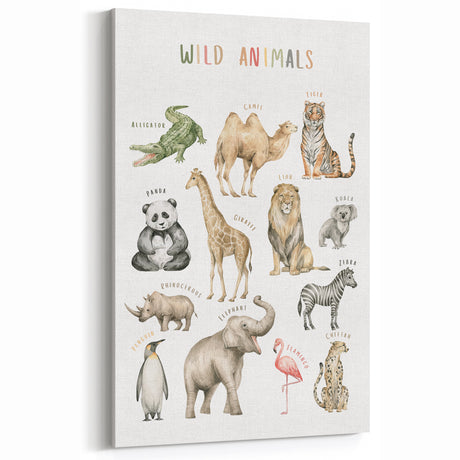 Wild Animals Kids Educational Wall Art - Learning Poster for Classrooms