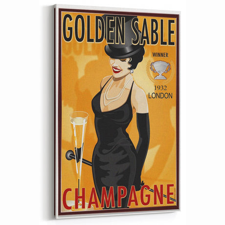 Retro Golden Sable Champagne Poster - Vintage Bar Wall Art