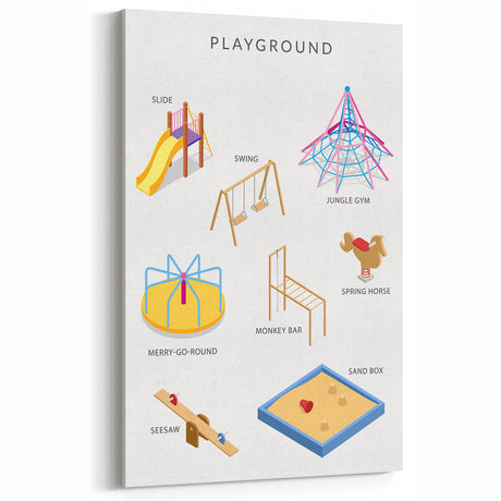 Playground Equipment Educational Wall Art - Kids' Learning Poster
