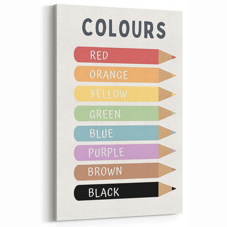 Educational Nursery Wall Decor - Color Name Pencil Chart