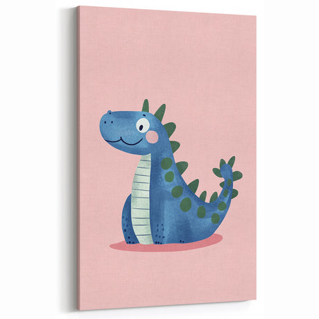 Adorable Blue Dinosaur Girls Room Wall Art - Nursery Wall Decor