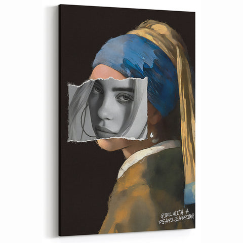 Modern Pop Art Girl with a Pearl Earring - Contemporary Canvas Print