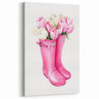Charming Pink Boots with Flowers Wall Art - Girls Room Decor