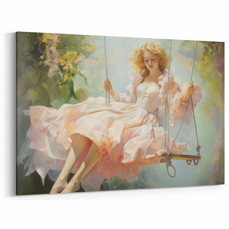 Vintage Portrait Art | Elegant Portrait of Woman on Swing