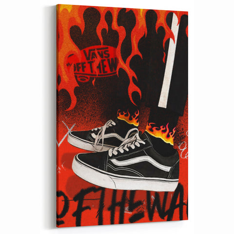 Vans Pop Art Wall Art - Bold Flame Sneakers Canvas Print