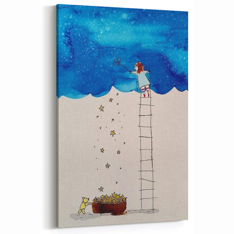 Girls Room Wall Art – Star Catcher Nursery Wall Art for Kids Rooms