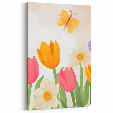 Floral Butterfly Nursery Art for Kids – Children's Wall Decor