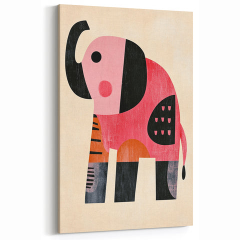 Modern Geometric Elephant Girls Room Wall Art – Kids Art Print