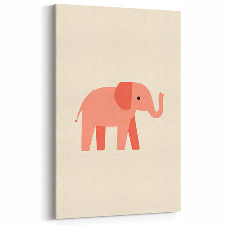 Minimalist Pink Elephant Girls Room Wall Art – Kids Art Print