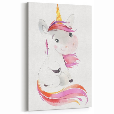 Playroom Wall Art – Adorable Watercolor Unicorn Print for Kids