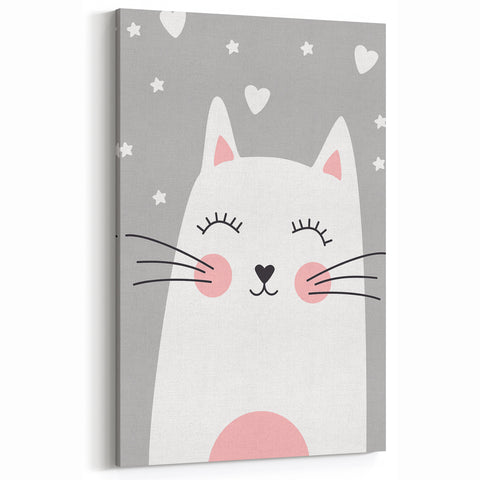 Cute Cat Girls Room Wall Art – Nursery & Kids Room Art Print