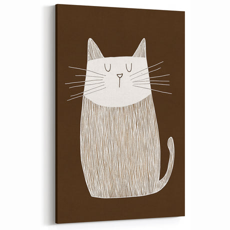 Children's Wall Decor – Minimalist Cat Line Art for Kids' Rooms