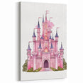 Girls Bedroom Art – Enchanted Pink Castle Illustration for Kids