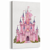 Girls Bedroom Art – Enchanted Pink Castle Illustration for Kids