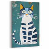 Children's Wall Decor – Quirky Blue Cat Illustration for Kids