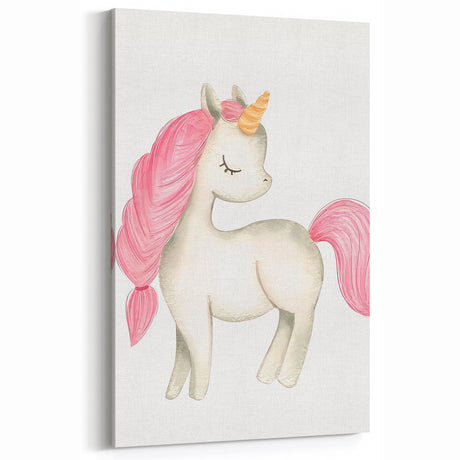 Nursery Wall Art – Elegant Pink Unicorn Illustration for Kids