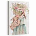 Floral Girl & Bunny Girls Room Wall Art – Kids Room Art Print