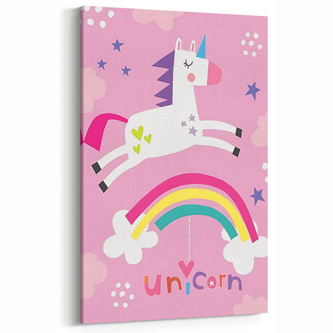 Magical Unicorn & Rainbow Girls Room Wall Art - Kids Fantasy Decor