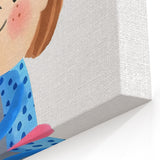 Cute Girl Holding Cat Girls Room Wall Art - Playful Kids Decor