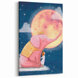 Children's Wall Decor - Dreamy Pink Elephant & Moon Nursery Art