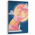 Children's Wall Decor - Dreamy Pink Elephant & Moon Nursery Art