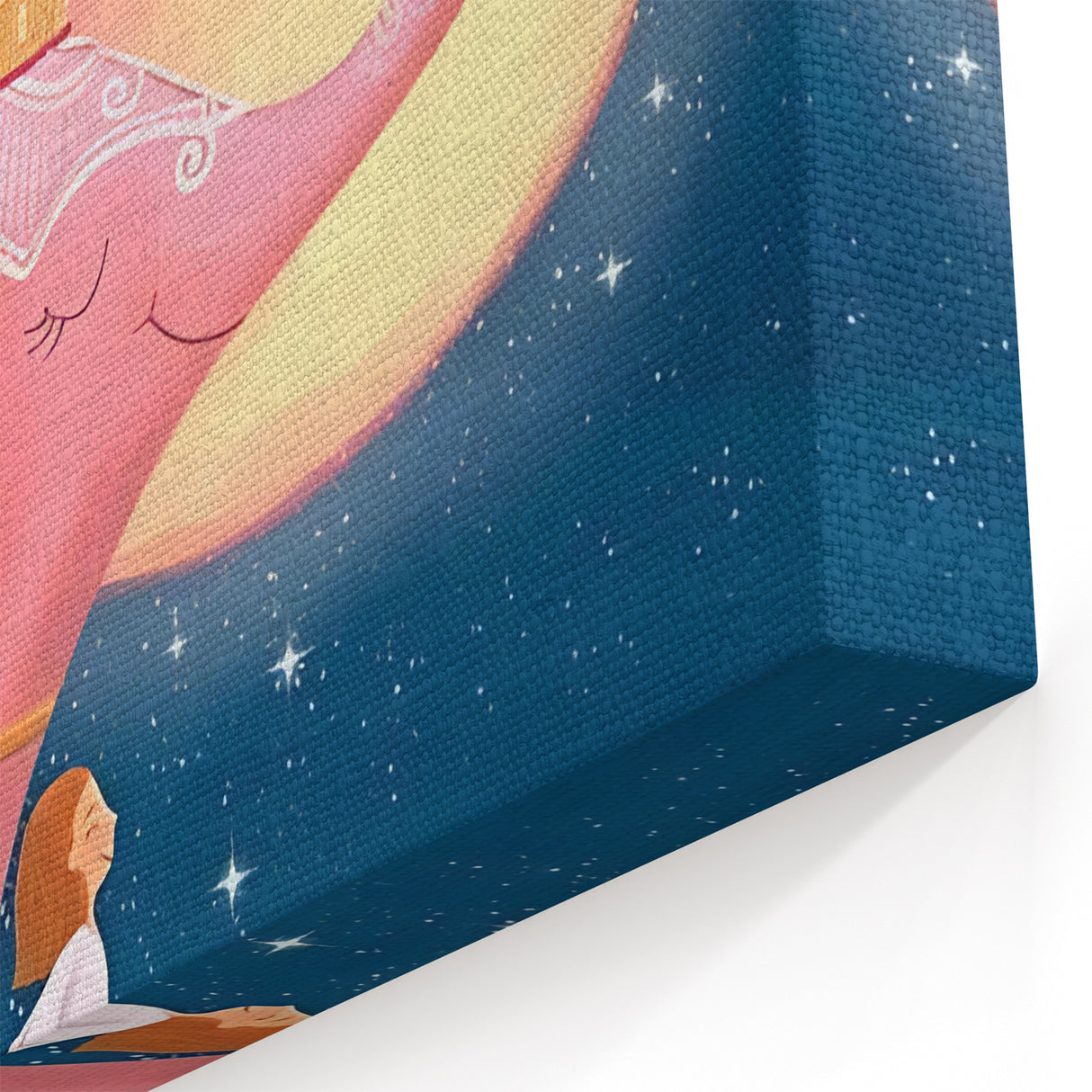Children's Wall Decor - Dreamy Pink Elephant & Moon Nursery Art