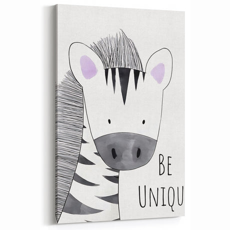 Kids Room Art Prints - Be Unique Zebra Wall Art for Girls' Bedrooms