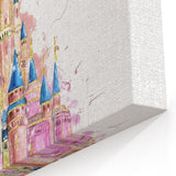 Magical Girls Room Wall Art - Pink Castle Nursery Art Print