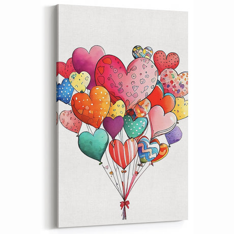 Colorful Heart Balloon Wall Art - Kids Room and Nursery Print