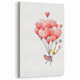 Floating Heart Balloons Girls Room Wall Art - Playful Nursery Print