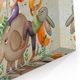 Whimsical Animal Parade Girls Room Wall Art - Playful Nursery Print