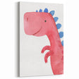 Playful Red Dinosaur Girls Room Wall Art - Fun Nursery Print