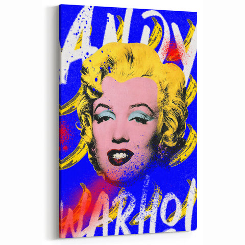 Iconic Pop Art Wall Art - Marilyn Canvas with Yellow and Blue