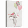 Floating Bunny with Balloons Wall Art - Whimsical Nursery Print