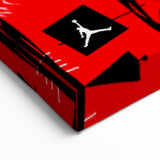 Bold Pop Art Wall Art - Red and Black Canvas with Sneaker Design