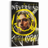 Grunge Pop Art Wall Art - Kurt Cobain Canvas with Yellow and Black