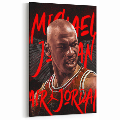 Iconic Pop Art Wall Art - Jordan Canvas with Red and Black