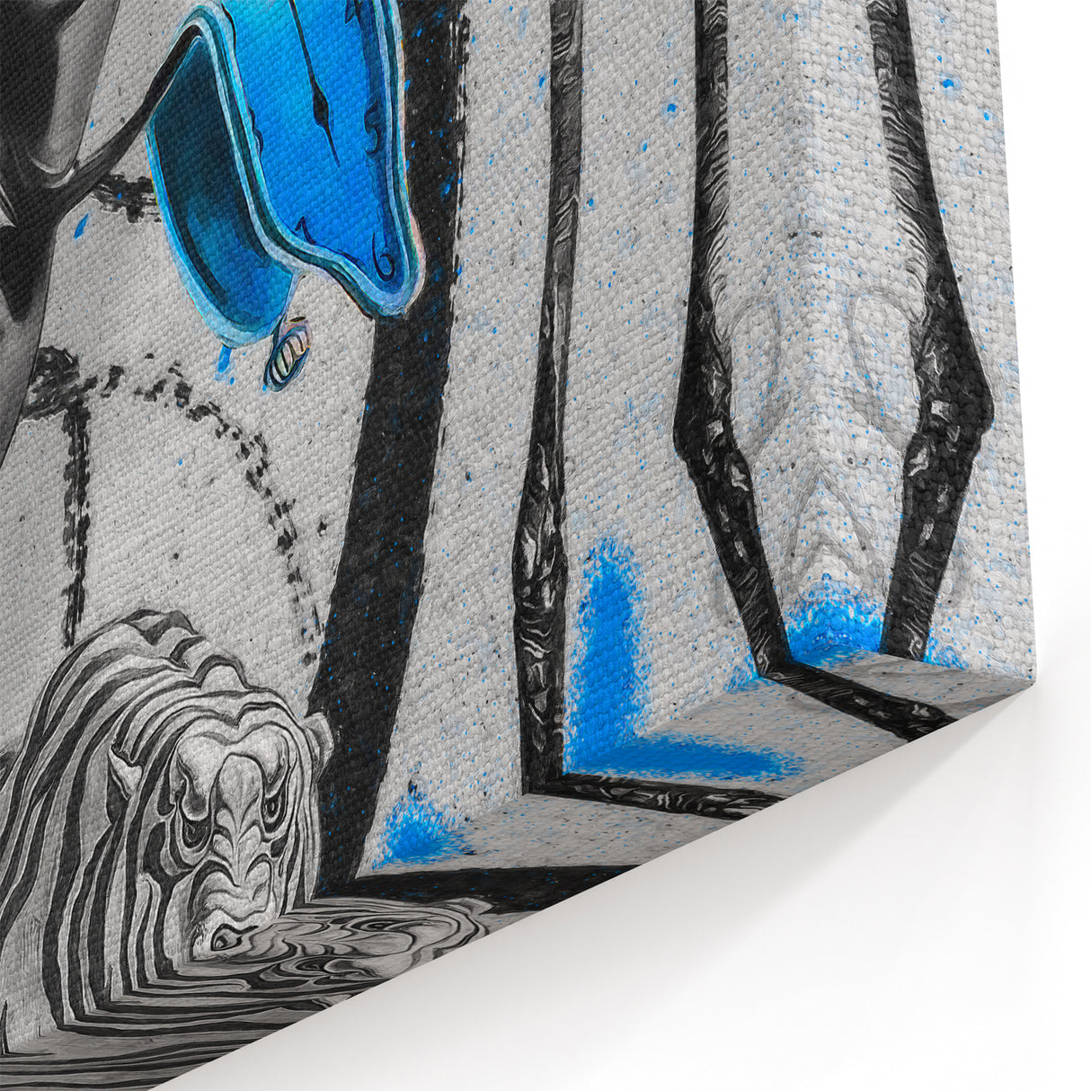 Surreal Pop Art Wall Art - Dali Canvas with Blue and Black