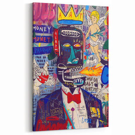 Vibrant Pop Art Wall Art - Multicolor Canvas with Urban Graffiti