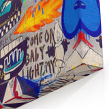 Vibrant Pop Art Wall Art - Multicolor Canvas with Urban Graffiti