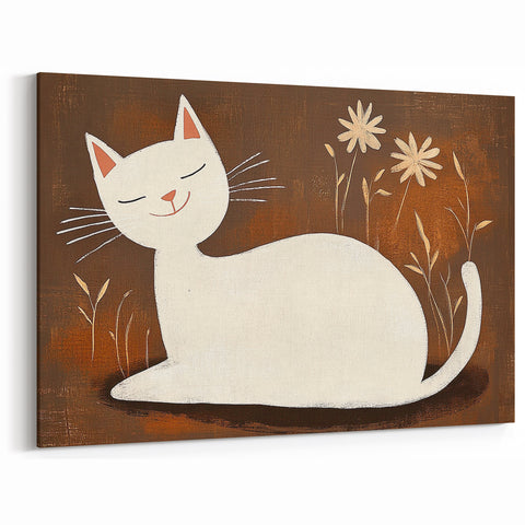 Girls Bedroom Art – Minimalist Cute Cat Illustration Wall Print