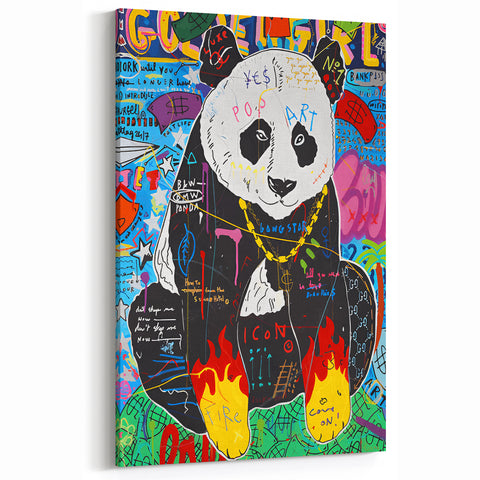 Vibrant Pop Art Wall Art – Colorful Fire Panda Canvas