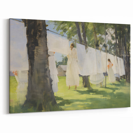 Vintage Portrait Art – Sunlit Laundry Scene Canvas Print