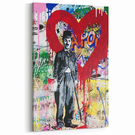 Vibrant Pop Art Wall Art – Colorful Charlie Chaplin Canvas