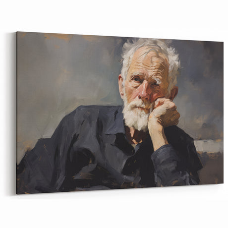 Vintage Portrait Art – Reflective Elder Canvas Print