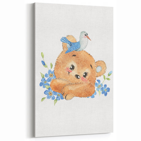 Watercolor Bear Nursery Art - Framed Baby Room Wall Decor