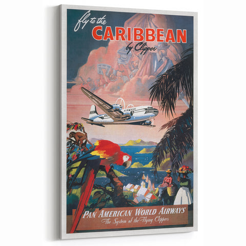 Caribbean Vintage Travel Poster - Retro Pan Am Aviation Art