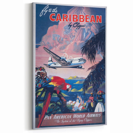 Vintage Travel Poster - Caribbean by Clipper | Retro Island Art