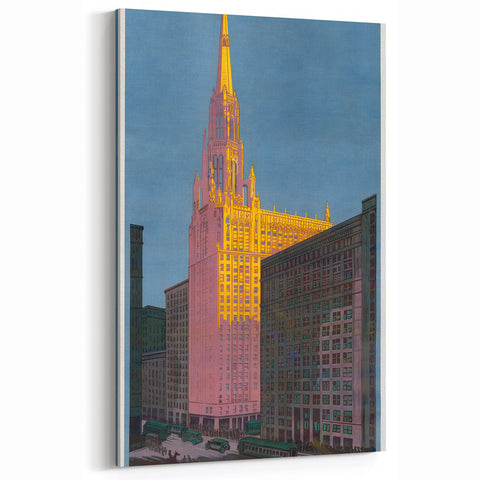 Vintage Travel Poster - Chicago Temple | Retro City Art Print