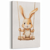Playful Bunny on Swing Nursery Wall Art - Baby Room Decor